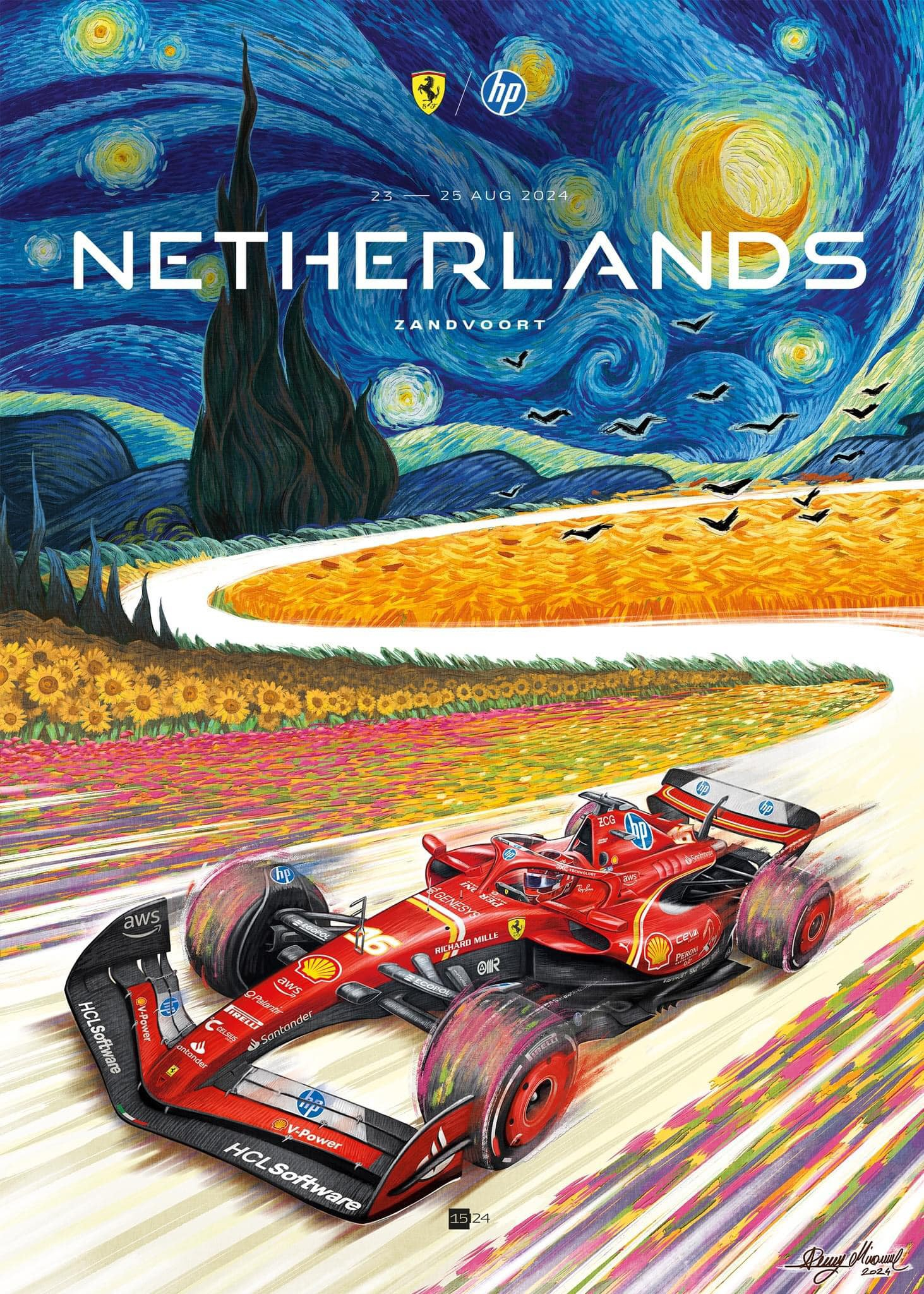 Ferrari 2024 Netherlands Grand Prix cover art poster — part of full season set